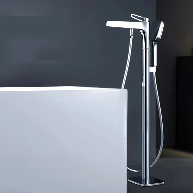 Bathroom Faucet Floor Standing Handheld Shower Head Rod Handle Faucet Clearhalo 'Bathroom Remodel & Bathroom Fixtures' 'Bathtub Faucets' 'bathtub_faucets' 'Home Improvement' 'home_improvement' 'home_improvement_bathtub_faucets' 6835839