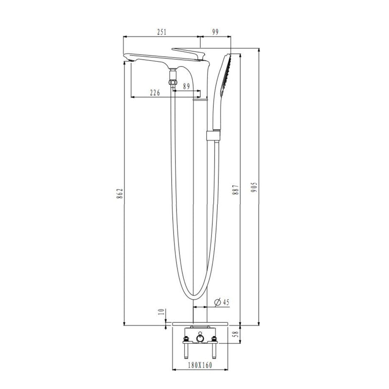 Bathroom Faucet Floor Standing Handheld Shower Head Rod Handle Faucet Clearhalo 'Bathroom Remodel & Bathroom Fixtures' 'Bathtub Faucets' 'bathtub_faucets' 'Home Improvement' 'home_improvement' 'home_improvement_bathtub_faucets' 6835857