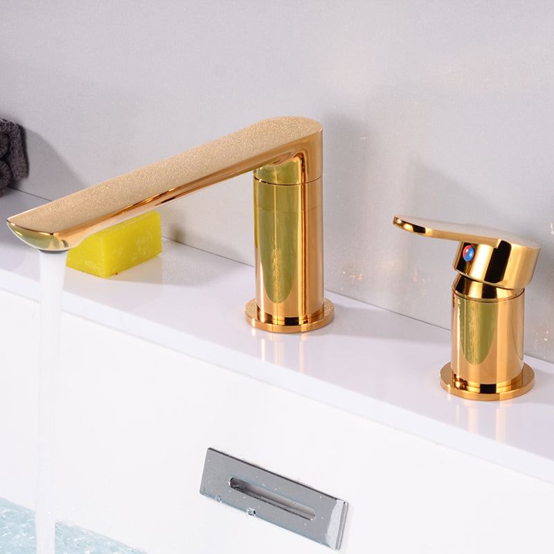 Bathroom Faucet Rod Handle Temperature Control Bathtub Faucet Gold Hand Shower Not Included Clearhalo 'Bathroom Remodel & Bathroom Fixtures' 'Bathtub Faucets' 'bathtub_faucets' 'Home Improvement' 'home_improvement' 'home_improvement_bathtub_faucets' 6835915