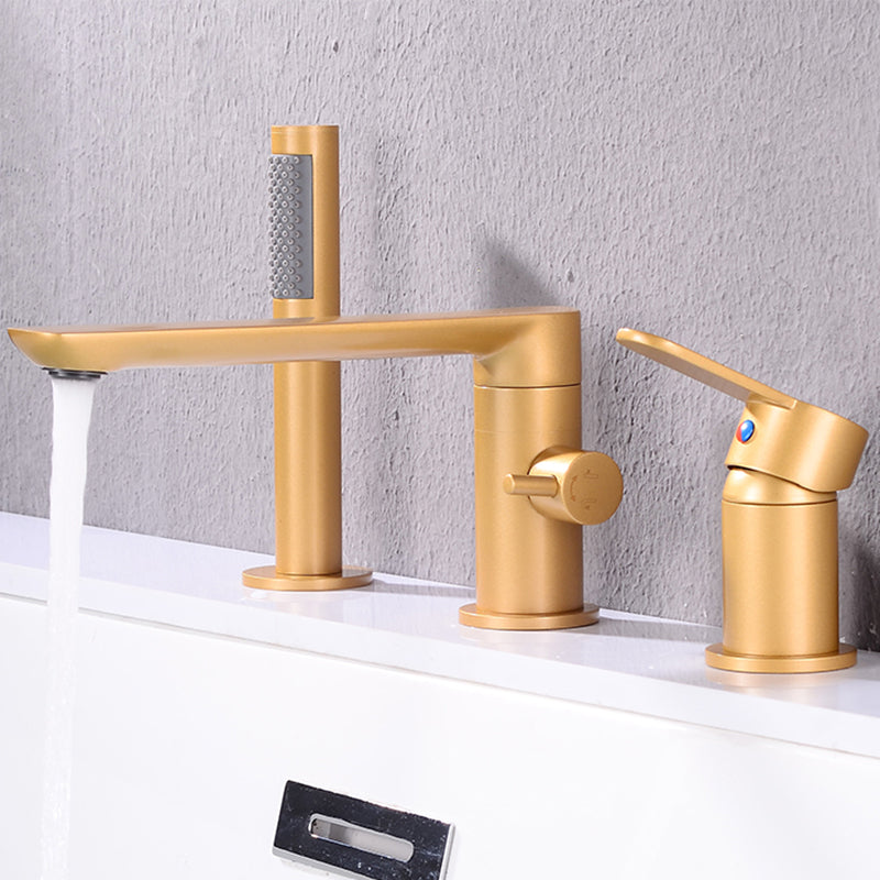 Bathroom Faucet Rod Handle Temperature Control Bathtub Faucet Brass Hand Shower Included Clearhalo 'Bathroom Remodel & Bathroom Fixtures' 'Bathtub Faucets' 'bathtub_faucets' 'Home Improvement' 'home_improvement' 'home_improvement_bathtub_faucets' 6835920