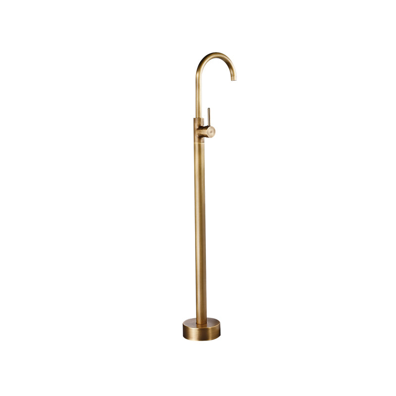 Modern Bathroom Faucet Floor Mounted Rod Handle Bathtub Faucet Brass Gooseneck High Arc Clearhalo 'Bathroom Remodel & Bathroom Fixtures' 'Bathtub Faucets' 'bathtub_faucets' 'Home Improvement' 'home_improvement' 'home_improvement_bathtub_faucets' 6835929