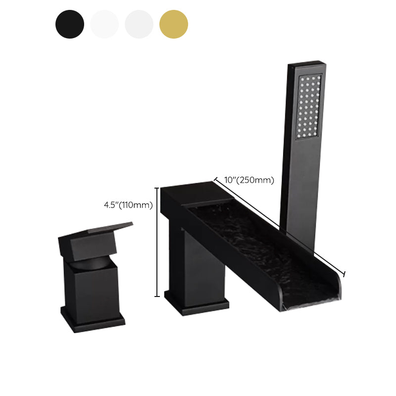 Modern Full Copper Deck Mounted Bath Faucet Trim Fixed Split Faucet Set Clearhalo 'Bathroom Remodel & Bathroom Fixtures' 'Bathtub Faucets' 'bathtub_faucets' 'Home Improvement' 'home_improvement' 'home_improvement_bathtub_faucets' 6835968