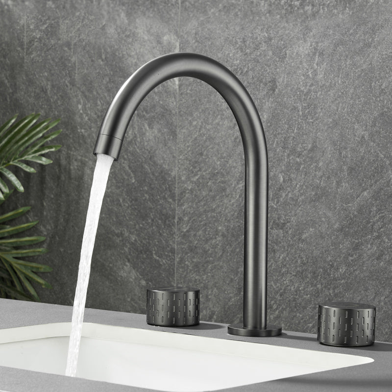 Modern Bathroom Faucet Two Handle Temperature Control Bathtub Faucet Gun Grey Knob Handles Clearhalo 'Bathroom Remodel & Bathroom Fixtures' 'Bathtub Faucets' 'bathtub_faucets' 'Home Improvement' 'home_improvement' 'home_improvement_bathtub_faucets' 6835980