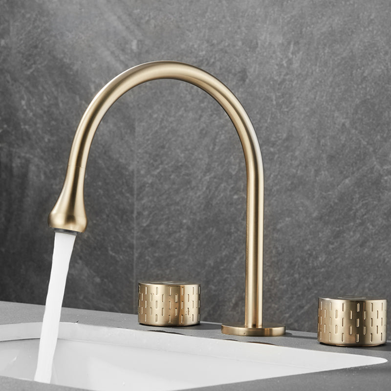Modern Bathroom Faucet Two Handle Temperature Control Bathtub Faucet Gold Cylindrical Handle Clearhalo 'Bathroom Remodel & Bathroom Fixtures' 'Bathtub Faucets' 'bathtub_faucets' 'Home Improvement' 'home_improvement' 'home_improvement_bathtub_faucets' 6835993
