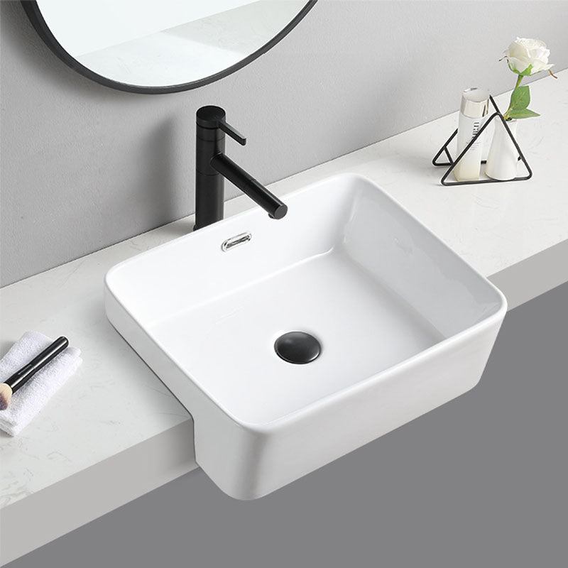 Modern Bathroom Sink Rectangular Vessel Lavatory Sink in White(Not Included Faucet) Clearhalo 'Bathroom Remodel & Bathroom Fixtures' 'Bathroom Sinks & Faucet Components' 'Bathroom Sinks' 'bathroom_sink' 'Home Improvement' 'home_improvement' 'home_improvement_bathroom_sink' 6836069