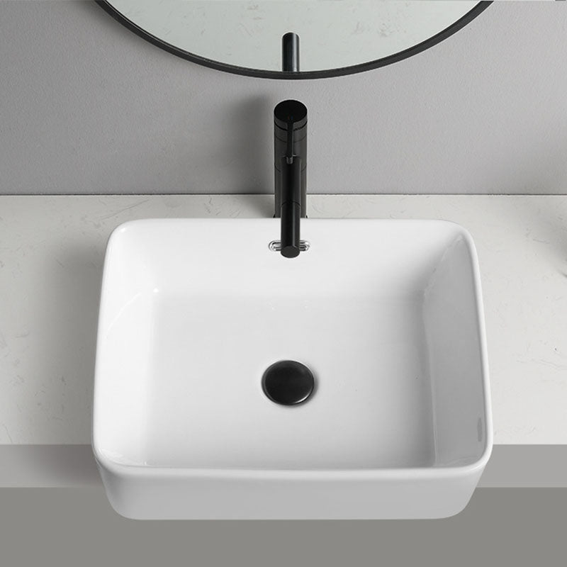 Modern Bathroom Sink Rectangular Vessel Lavatory Sink in White(Not Included Faucet) Clearhalo 'Bathroom Remodel & Bathroom Fixtures' 'Bathroom Sinks & Faucet Components' 'Bathroom Sinks' 'bathroom_sink' 'Home Improvement' 'home_improvement' 'home_improvement_bathroom_sink' 6836072