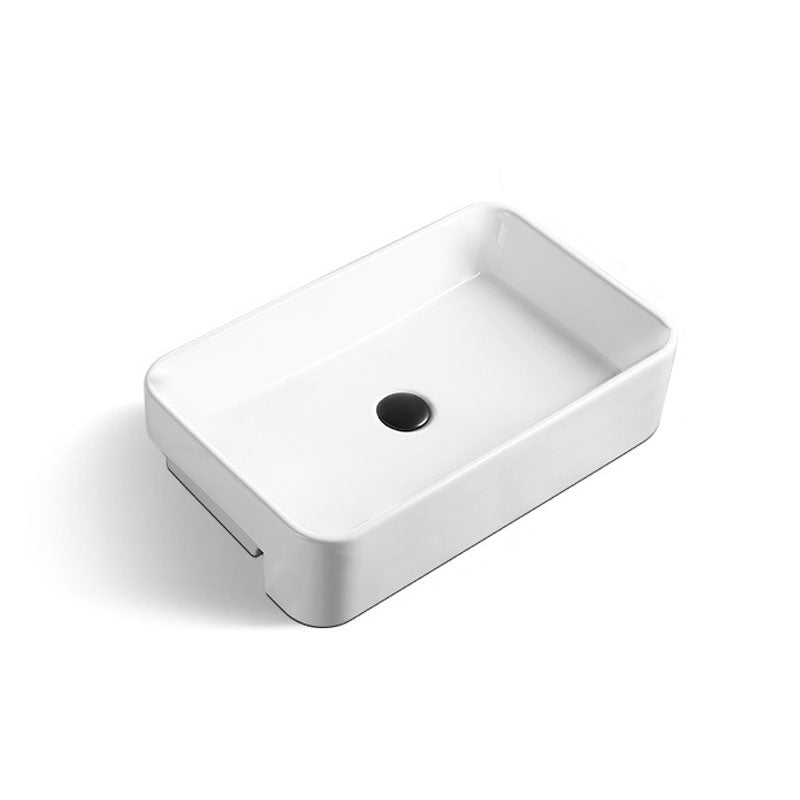 Modern Bathroom Sink Rectangular Vessel Lavatory Sink in White(Not Included Faucet) 23.6"L x 14.6"W x 5.9"H Overflow Hole Not Included Clearhalo 'Bathroom Remodel & Bathroom Fixtures' 'Bathroom Sinks & Faucet Components' 'Bathroom Sinks' 'bathroom_sink' 'Home Improvement' 'home_improvement' 'home_improvement_bathroom_sink' 6836073