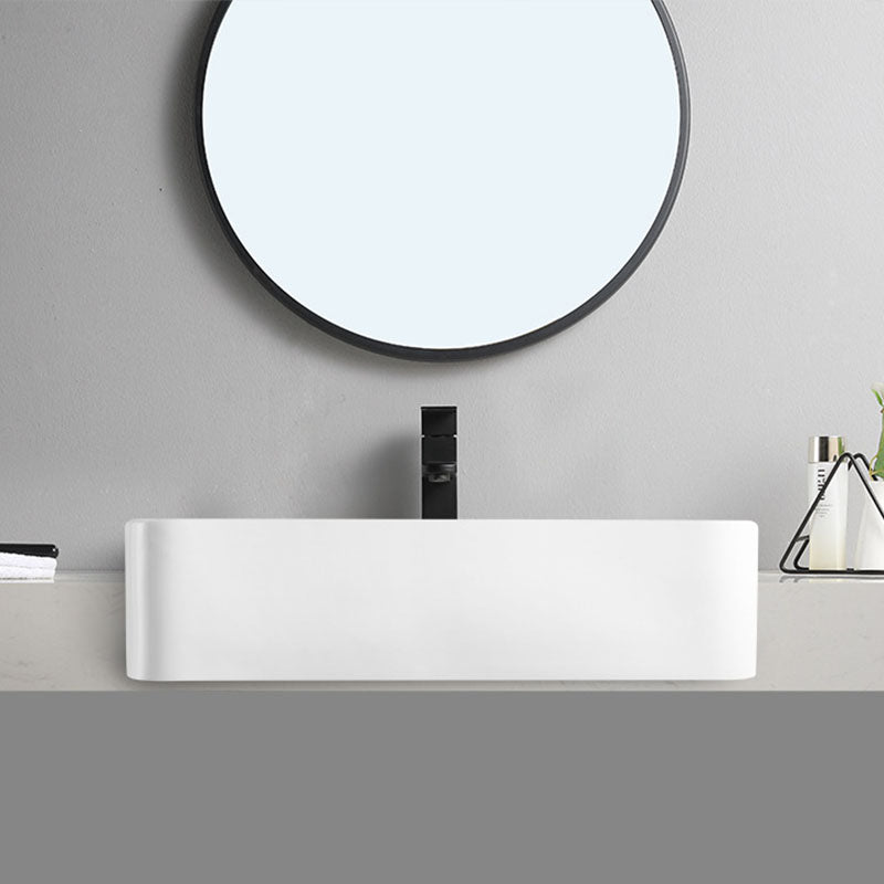 Modern Bathroom Sink Rectangular Vessel Lavatory Sink in White(Not Included Faucet) Clearhalo 'Bathroom Remodel & Bathroom Fixtures' 'Bathroom Sinks & Faucet Components' 'Bathroom Sinks' 'bathroom_sink' 'Home Improvement' 'home_improvement' 'home_improvement_bathroom_sink' 6836074