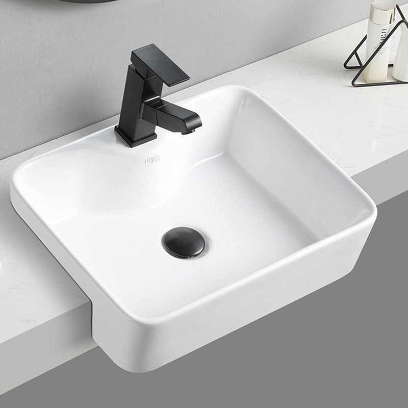 Modern Bathroom Sink Rectangular Vessel Lavatory Sink in White(Not Included Faucet) Clearhalo 'Bathroom Remodel & Bathroom Fixtures' 'Bathroom Sinks & Faucet Components' 'Bathroom Sinks' 'bathroom_sink' 'Home Improvement' 'home_improvement' 'home_improvement_bathroom_sink' 6836076