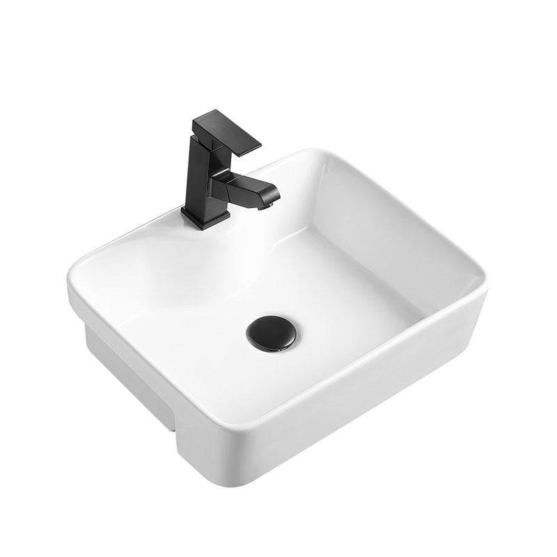 Modern Bathroom Sink Rectangular Vessel Lavatory Sink in White(Not Included Faucet) Clearhalo 'Bathroom Remodel & Bathroom Fixtures' 'Bathroom Sinks & Faucet Components' 'Bathroom Sinks' 'bathroom_sink' 'Home Improvement' 'home_improvement' 'home_improvement_bathroom_sink' 6836078