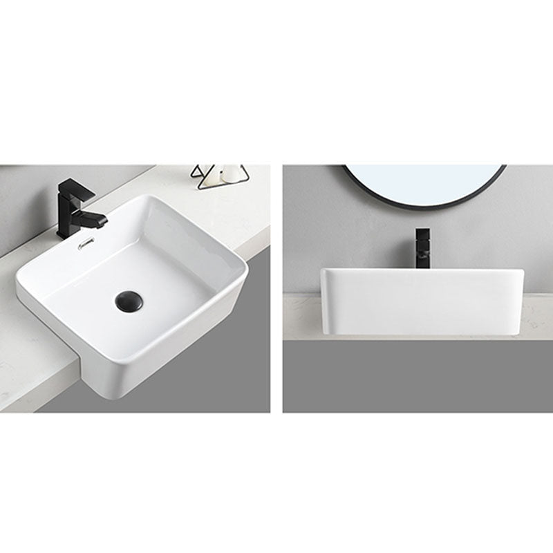 Modern Bathroom Sink Rectangular Vessel Lavatory Sink in White(Not Included Faucet) Clearhalo 'Bathroom Remodel & Bathroom Fixtures' 'Bathroom Sinks & Faucet Components' 'Bathroom Sinks' 'bathroom_sink' 'Home Improvement' 'home_improvement' 'home_improvement_bathroom_sink' 6836080