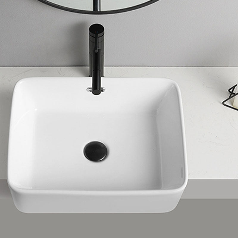 Modern Bathroom Sink Rectangular Vessel Lavatory Sink in White(Not Included Faucet) Clearhalo 'Bathroom Remodel & Bathroom Fixtures' 'Bathroom Sinks & Faucet Components' 'Bathroom Sinks' 'bathroom_sink' 'Home Improvement' 'home_improvement' 'home_improvement_bathroom_sink' 6836081