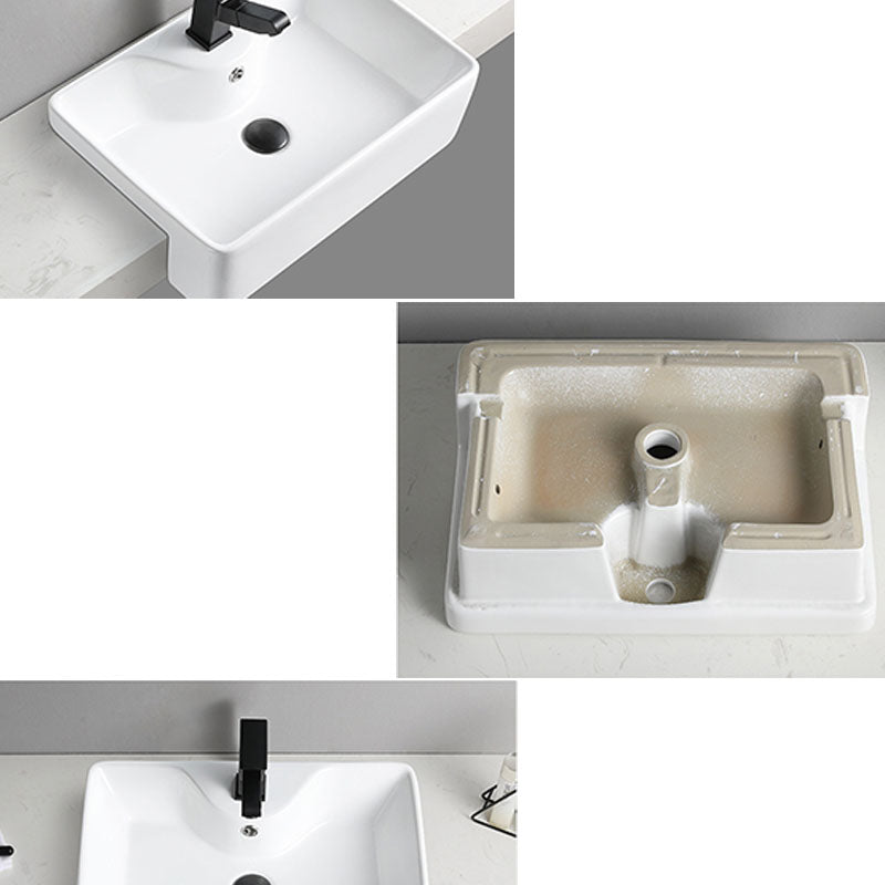 Modern Bathroom Sink Rectangular Vessel Lavatory Sink in White(Not Included Faucet) Clearhalo 'Bathroom Remodel & Bathroom Fixtures' 'Bathroom Sinks & Faucet Components' 'Bathroom Sinks' 'bathroom_sink' 'Home Improvement' 'home_improvement' 'home_improvement_bathroom_sink' 6836083