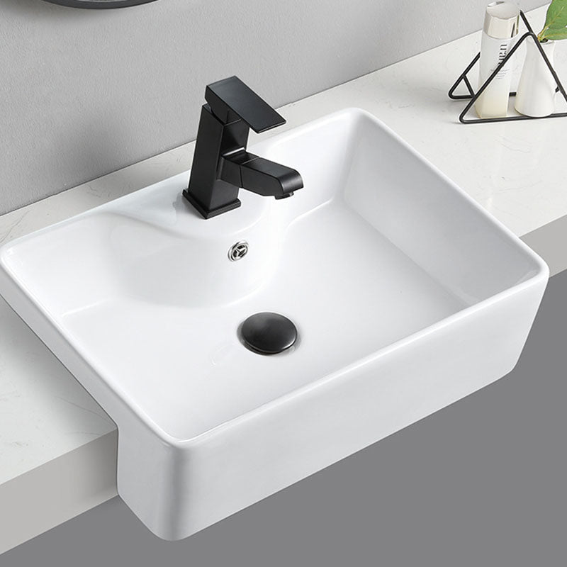 Modern Bathroom Sink Rectangular Vessel Lavatory Sink in White(Not Included Faucet) Clearhalo 'Bathroom Remodel & Bathroom Fixtures' 'Bathroom Sinks & Faucet Components' 'Bathroom Sinks' 'bathroom_sink' 'Home Improvement' 'home_improvement' 'home_improvement_bathroom_sink' 6836084