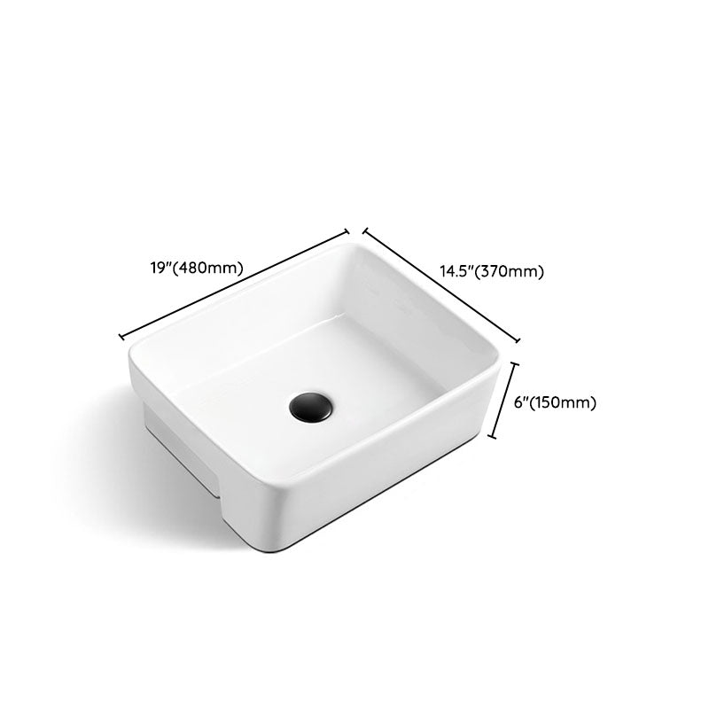 Modern Bathroom Sink Rectangular Vessel Lavatory Sink in White(Not Included Faucet) Clearhalo 'Bathroom Remodel & Bathroom Fixtures' 'Bathroom Sinks & Faucet Components' 'Bathroom Sinks' 'bathroom_sink' 'Home Improvement' 'home_improvement' 'home_improvement_bathroom_sink' 6836085