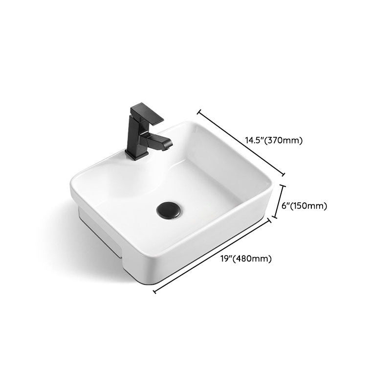 Modern Bathroom Sink Rectangular Vessel Lavatory Sink in White(Not Included Faucet) Clearhalo 'Bathroom Remodel & Bathroom Fixtures' 'Bathroom Sinks & Faucet Components' 'Bathroom Sinks' 'bathroom_sink' 'Home Improvement' 'home_improvement' 'home_improvement_bathroom_sink' 6836088