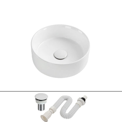 Modern Round Bathroom Sink Pop-Up Drain Vessel Bathroom Sink in white 11.8"L x 11.8"W x 4.3"H Unavailiable Sink Clearhalo 'Bathroom Remodel & Bathroom Fixtures' 'Bathroom Sinks & Faucet Components' 'Bathroom Sinks' 'bathroom_sink' 'Home Improvement' 'home_improvement' 'home_improvement_bathroom_sink' 6836090