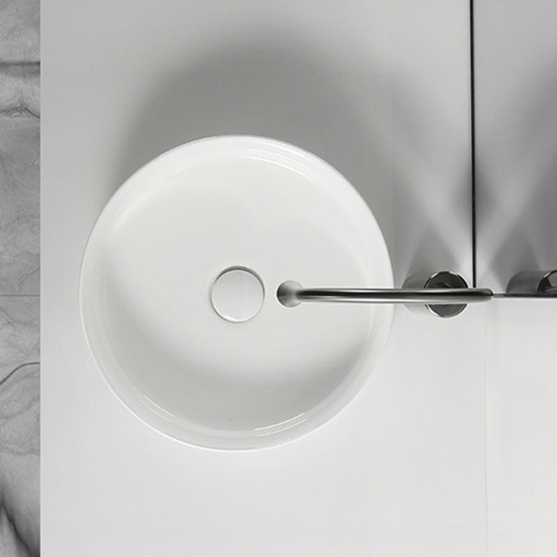 Modern Round Bathroom Sink Pop-Up Drain Vessel Bathroom Sink in white Clearhalo 'Bathroom Remodel & Bathroom Fixtures' 'Bathroom Sinks & Faucet Components' 'Bathroom Sinks' 'bathroom_sink' 'Home Improvement' 'home_improvement' 'home_improvement_bathroom_sink' 6836096