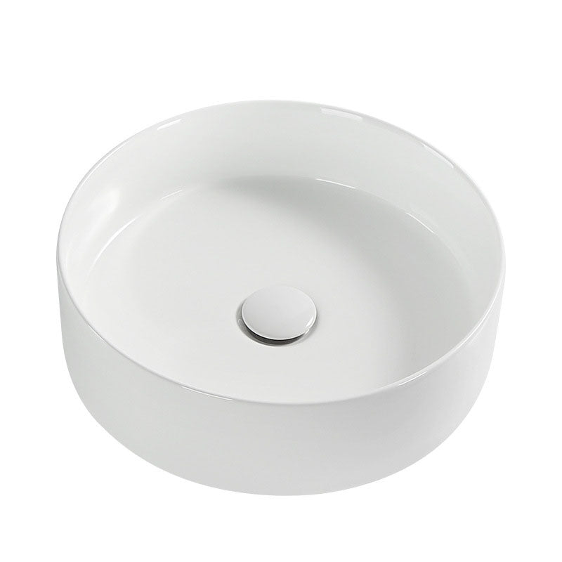 Modern Round Bathroom Sink Pop-Up Drain Vessel Bathroom Sink in white Clearhalo 'Bathroom Remodel & Bathroom Fixtures' 'Bathroom Sinks & Faucet Components' 'Bathroom Sinks' 'bathroom_sink' 'Home Improvement' 'home_improvement' 'home_improvement_bathroom_sink' 6836097