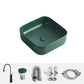 Modern Bathroom Sink Rectangular Vessel Lavatory Sink in Green 15.4"L x 15.4"W x 5.5"H Sink with Faucet Clearhalo 'Bathroom Remodel & Bathroom Fixtures' 'Bathroom Sinks & Faucet Components' 'Bathroom Sinks' 'bathroom_sink' 'Home Improvement' 'home_improvement' 'home_improvement_bathroom_sink' 6836121