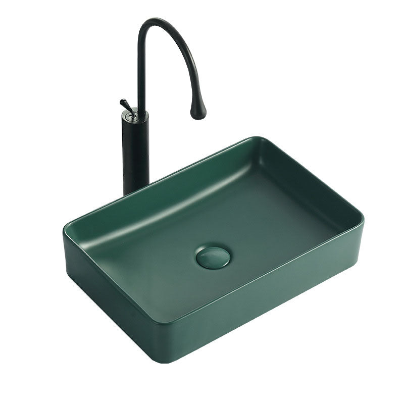 Modern Bathroom Sink Rectangular Vessel Lavatory Sink in Green Clearhalo 'Bathroom Remodel & Bathroom Fixtures' 'Bathroom Sinks & Faucet Components' 'Bathroom Sinks' 'bathroom_sink' 'Home Improvement' 'home_improvement' 'home_improvement_bathroom_sink' 6836123
