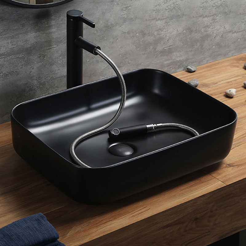 Modern Bathroom Sink Rectangular Porcelain Trough Sink with Pop-Up Drain Clearhalo 'Bathroom Remodel & Bathroom Fixtures' 'Bathroom Sinks & Faucet Components' 'Bathroom Sinks' 'bathroom_sink' 'Home Improvement' 'home_improvement' 'home_improvement_bathroom_sink' 6836190