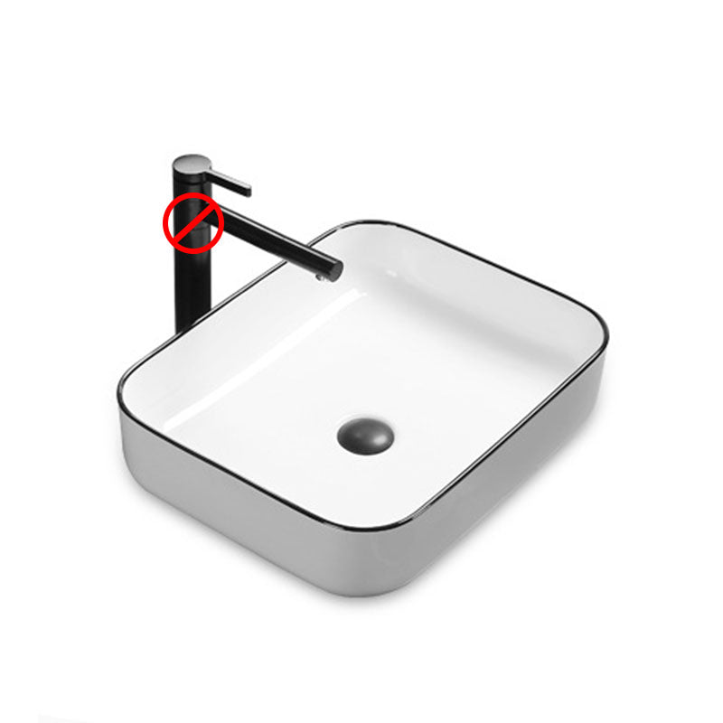 Modern Bathroom Sink Rectangular Porcelain Trough Sink with Pop-Up Drain 16.3"L x 16.3"W x 5.3"H White Sink Clearhalo 'Bathroom Remodel & Bathroom Fixtures' 'Bathroom Sinks & Faucet Components' 'Bathroom Sinks' 'bathroom_sink' 'Home Improvement' 'home_improvement' 'home_improvement_bathroom_sink' 6836196