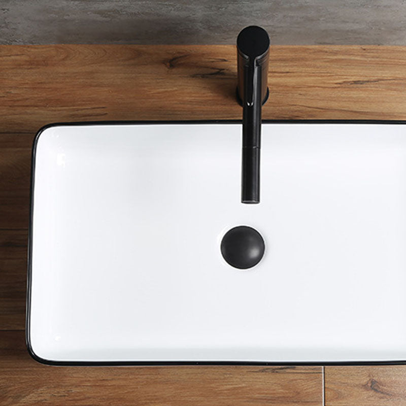 Modern Bathroom Sink Rectangular Porcelain Trough Sink with Pop-Up Drain Clearhalo 'Bathroom Remodel & Bathroom Fixtures' 'Bathroom Sinks & Faucet Components' 'Bathroom Sinks' 'bathroom_sink' 'Home Improvement' 'home_improvement' 'home_improvement_bathroom_sink' 6836200