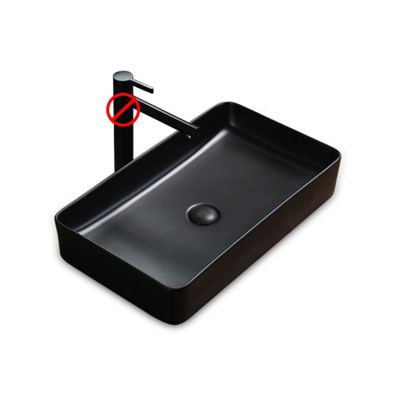 Modern Bathroom Sink Rectangular Porcelain Trough Sink with Pop-Up Drain 24"L x 14"W x 4"H Black Sink Clearhalo 'Bathroom Remodel & Bathroom Fixtures' 'Bathroom Sinks & Faucet Components' 'Bathroom Sinks' 'bathroom_sink' 'Home Improvement' 'home_improvement' 'home_improvement_bathroom_sink' 6836216