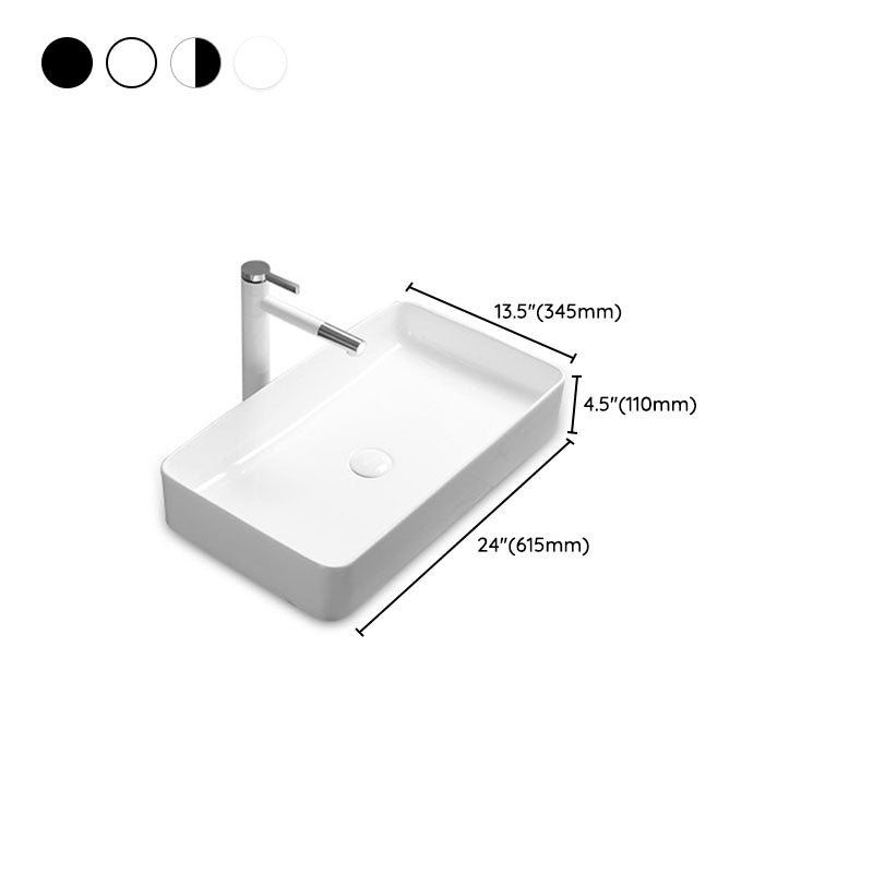 Modern Bathroom Sink Rectangular Porcelain Trough Sink with Pop-Up Drain Clearhalo 'Bathroom Remodel & Bathroom Fixtures' 'Bathroom Sinks & Faucet Components' 'Bathroom Sinks' 'bathroom_sink' 'Home Improvement' 'home_improvement' 'home_improvement_bathroom_sink' 6836223
