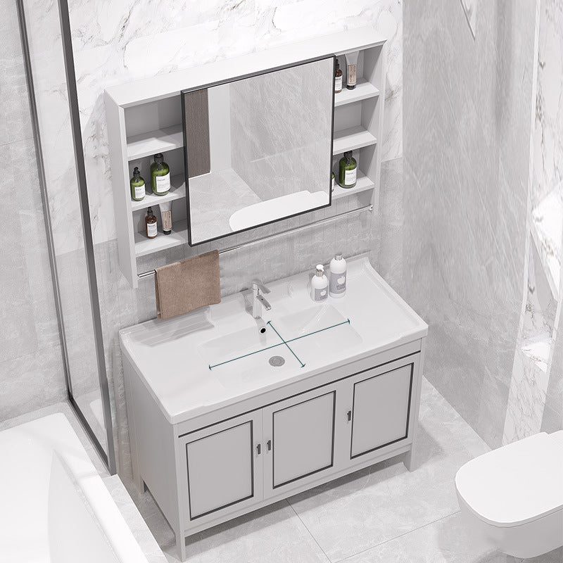 Gorgeous Bath Vanity Wall Mounted Standard Vanity Cabinet with Mirror Cabinet Vanity & Faucet & Mirror Cabinet 40"L x 19"W x 32"H White Clearhalo 'Bathroom Remodel & Bathroom Fixtures' 'Bathroom Vanities' 'bathroom_vanities' 'Home Improvement' 'home_improvement' 'home_improvement_bathroom_vanities' 6836319