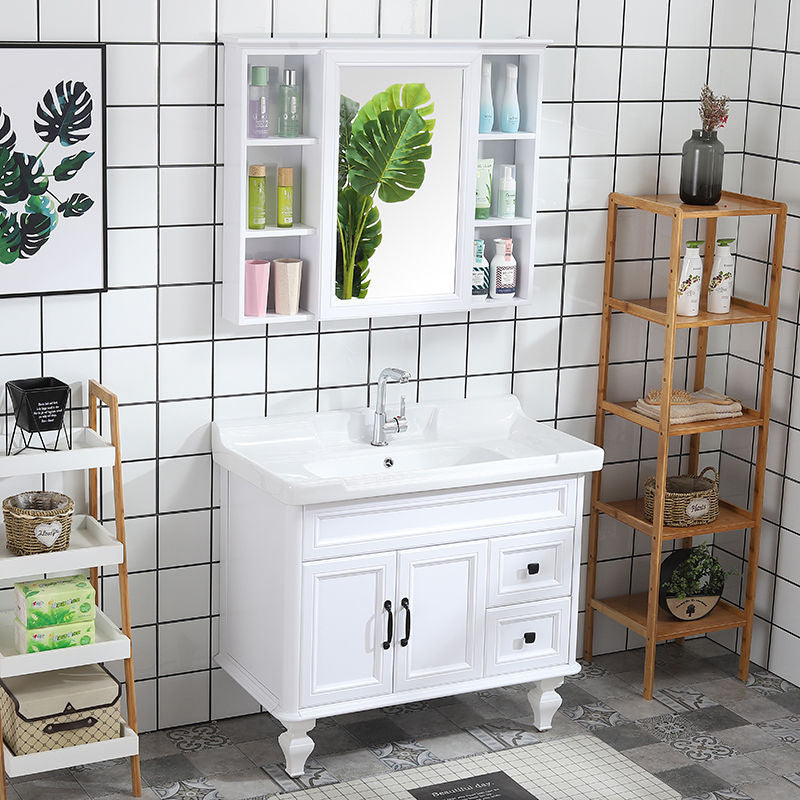 Traditional Bathroom Vanity Free-standing Standard Mirror Cabinet Wooden Vanity Cabinet Clearhalo 'Bathroom Remodel & Bathroom Fixtures' 'Bathroom Vanities' 'bathroom_vanities' 'Home Improvement' 'home_improvement' 'home_improvement_bathroom_vanities' 6836338