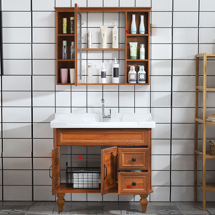 Traditional Bathroom Vanity Free-standing Standard Mirror Cabinet Wooden Vanity Cabinet Clearhalo 'Bathroom Remodel & Bathroom Fixtures' 'Bathroom Vanities' 'bathroom_vanities' 'Home Improvement' 'home_improvement' 'home_improvement_bathroom_vanities' 6836341