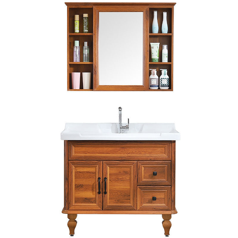 Traditional Bathroom Vanity Free-standing Standard Mirror Cabinet Wooden Vanity Cabinet Clearhalo 'Bathroom Remodel & Bathroom Fixtures' 'Bathroom Vanities' 'bathroom_vanities' 'Home Improvement' 'home_improvement' 'home_improvement_bathroom_vanities' 6836344