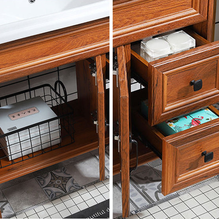 Traditional Bathroom Vanity Free-standing Standard Mirror Cabinet Wooden Vanity Cabinet Clearhalo 'Bathroom Remodel & Bathroom Fixtures' 'Bathroom Vanities' 'bathroom_vanities' 'Home Improvement' 'home_improvement' 'home_improvement_bathroom_vanities' 6836346