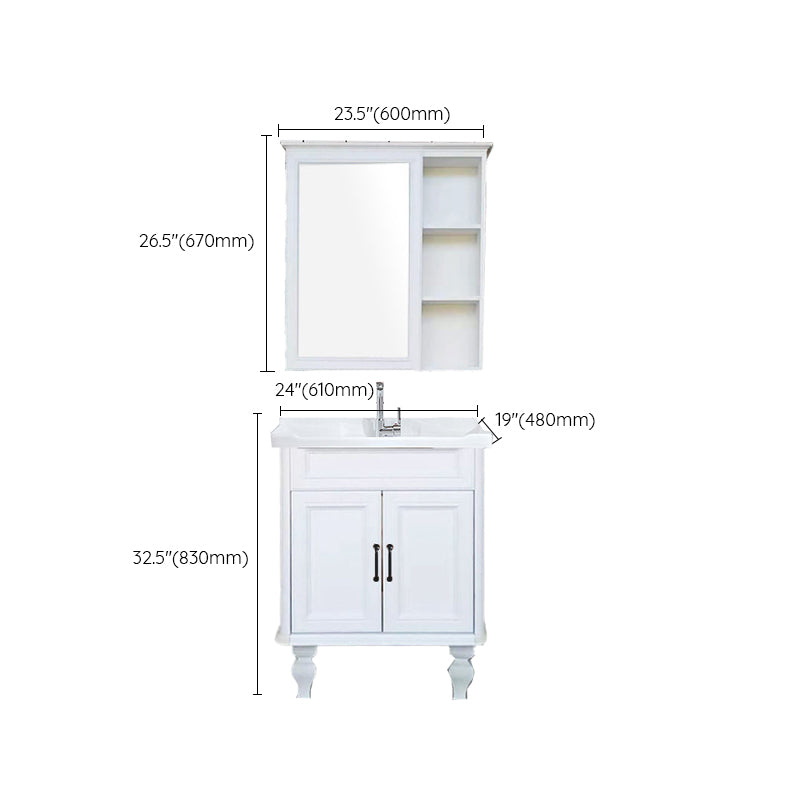Traditional Bathroom Vanity Free-standing Standard Mirror Cabinet Wooden Vanity Cabinet Clearhalo 'Bathroom Remodel & Bathroom Fixtures' 'Bathroom Vanities' 'bathroom_vanities' 'Home Improvement' 'home_improvement' 'home_improvement_bathroom_vanities' 6836352