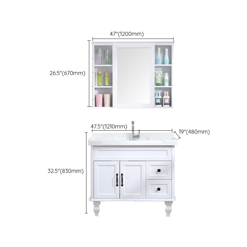 Traditional Bathroom Vanity Free-standing Standard Mirror Cabinet Wooden Vanity Cabinet Clearhalo 'Bathroom Remodel & Bathroom Fixtures' 'Bathroom Vanities' 'bathroom_vanities' 'Home Improvement' 'home_improvement' 'home_improvement_bathroom_vanities' 6836365