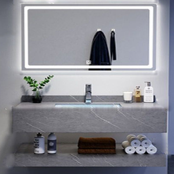 Modern Sink Vanity Wall Mounted Standard Bathroom Vanity with Mirror Vanity & Faucet & Mirrors 43"L x 20"W x 10"H Undermount Sink Clearhalo 'Bathroom Remodel & Bathroom Fixtures' 'Bathroom Vanities' 'bathroom_vanities' 'Home Improvement' 'home_improvement' 'home_improvement_bathroom_vanities' 6836373