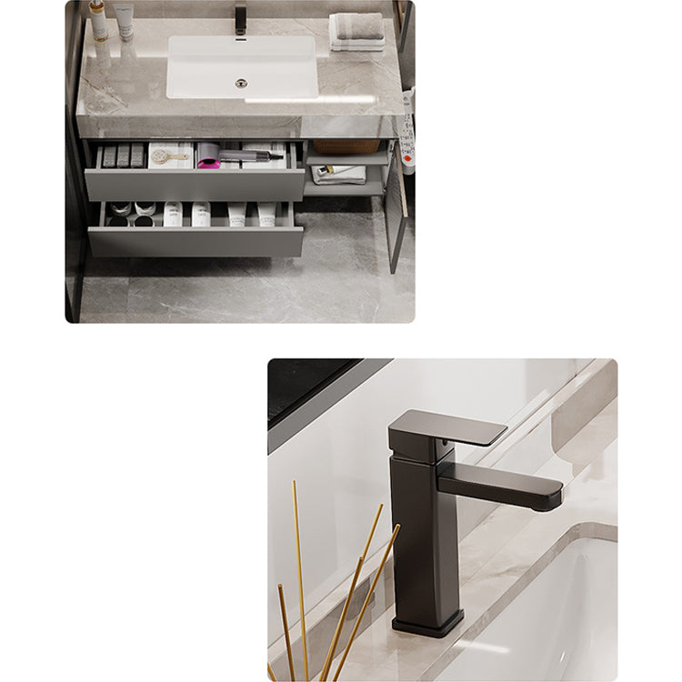 Modern Glass Vanity Sink Bathroom Wall-Mounted Vanity Cabinet with Mirror Cabinet Clearhalo 'Bathroom Remodel & Bathroom Fixtures' 'Bathroom Vanities' 'bathroom_vanities' 'Home Improvement' 'home_improvement' 'home_improvement_bathroom_vanities' 6836415
