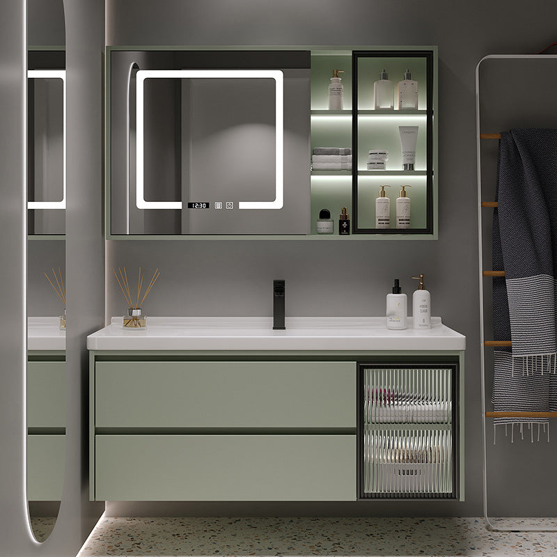 Contemporary Vanity Sink Wall-Mounted Bathroom Vanity Cabinet with Drawers Clearhalo 'Bathroom Remodel & Bathroom Fixtures' 'Bathroom Vanities' 'bathroom_vanities' 'Home Improvement' 'home_improvement' 'home_improvement_bathroom_vanities' 6836465