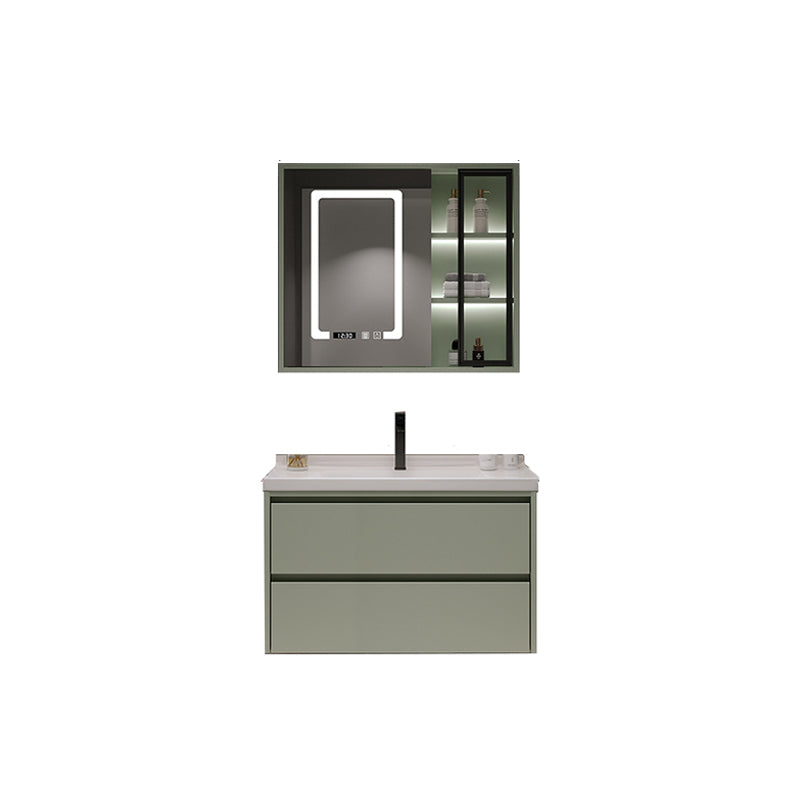 Contemporary Vanity Sink Wall-Mounted Bathroom Vanity Cabinet with Drawers Vanity & Faucet & Smart Medicine Cabinet 28"L x 20"W x 20"H Clearhalo 'Bathroom Remodel & Bathroom Fixtures' 'Bathroom Vanities' 'bathroom_vanities' 'Home Improvement' 'home_improvement' 'home_improvement_bathroom_vanities' 6836478