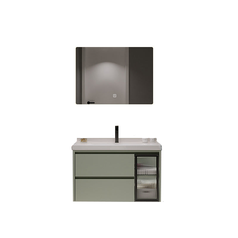 Contemporary Vanity Sink Wall-Mounted Bathroom Vanity Cabinet with Drawers Vanity & Faucet & Mirrors 31.5"L x 20"W x 20"H Clearhalo 'Bathroom Remodel & Bathroom Fixtures' 'Bathroom Vanities' 'bathroom_vanities' 'Home Improvement' 'home_improvement' 'home_improvement_bathroom_vanities' 6836482