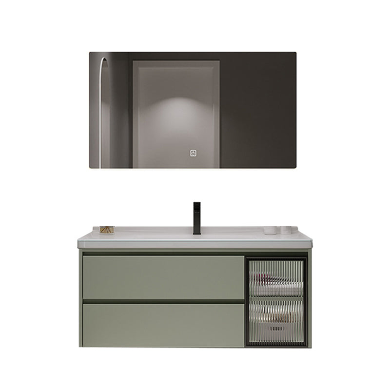 Contemporary Vanity Sink Wall-Mounted Bathroom Vanity Cabinet with Drawers Vanity & Faucet & Mirrors 39.5"L x 20"W x 20"H Clearhalo 'Bathroom Remodel & Bathroom Fixtures' 'Bathroom Vanities' 'bathroom_vanities' 'Home Improvement' 'home_improvement' 'home_improvement_bathroom_vanities' 6836493
