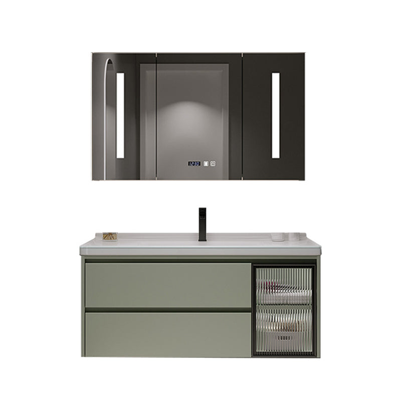 Contemporary Vanity Sink Wall-Mounted Bathroom Vanity Cabinet with Drawers Vanity & Faucet & Fully Sealed Smart Mirror Cabinet 39.5"L x 20"W x 20"H Clearhalo 'Bathroom Remodel & Bathroom Fixtures' 'Bathroom Vanities' 'bathroom_vanities' 'Home Improvement' 'home_improvement' 'home_improvement_bathroom_vanities' 6836494