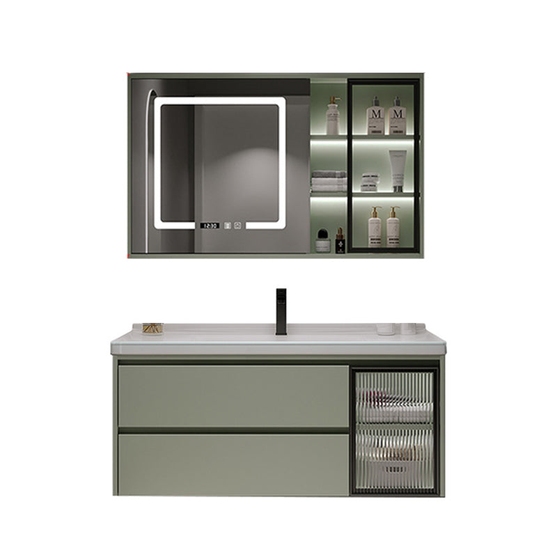 Contemporary Vanity Sink Wall-Mounted Bathroom Vanity Cabinet with Drawers Vanity & Faucet & Smart Medicine Cabinet 39.5"L x 20"W x 20"H Clearhalo 'Bathroom Remodel & Bathroom Fixtures' 'Bathroom Vanities' 'bathroom_vanities' 'Home Improvement' 'home_improvement' 'home_improvement_bathroom_vanities' 6836495