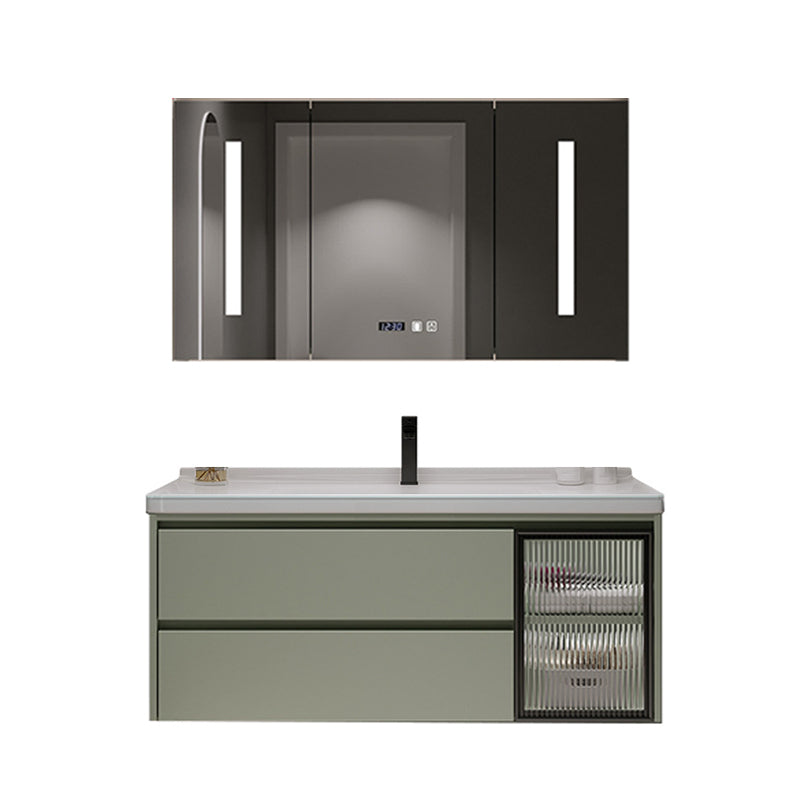 Contemporary Vanity Sink Wall-Mounted Bathroom Vanity Cabinet with Drawers Vanity & Faucet & Fully Sealed Smart Mirror Cabinet 43.3"L x 19.7"W x 19.7"H Clearhalo 'Bathroom Remodel & Bathroom Fixtures' 'Bathroom Vanities' 'bathroom_vanities' 'Home Improvement' 'home_improvement' 'home_improvement_bathroom_vanities' 6836496