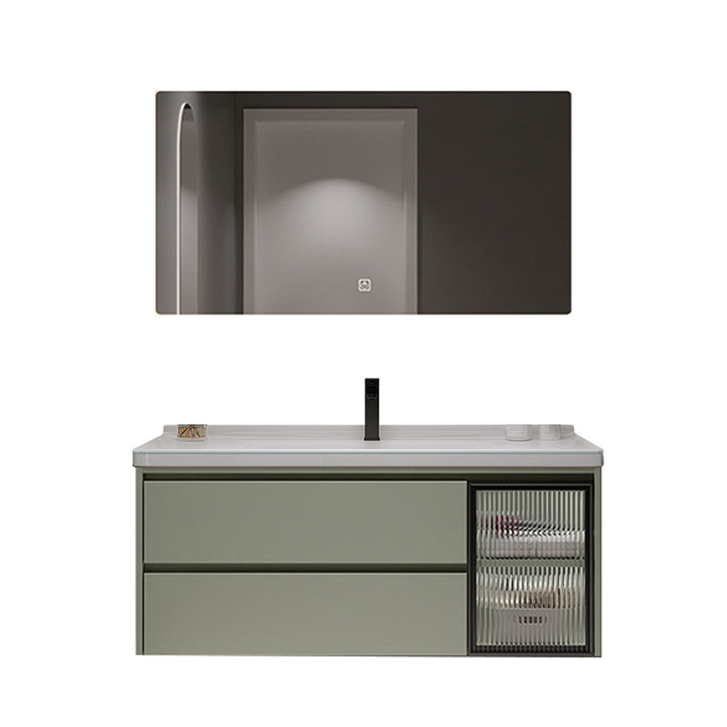 Contemporary Vanity Sink Wall-Mounted Bathroom Vanity Cabinet with Drawers Vanity & Faucet & Mirrors 43.3"L x 19.7"W x 19.7"H Clearhalo 'Bathroom Remodel & Bathroom Fixtures' 'Bathroom Vanities' 'bathroom_vanities' 'Home Improvement' 'home_improvement' 'home_improvement_bathroom_vanities' 6836498