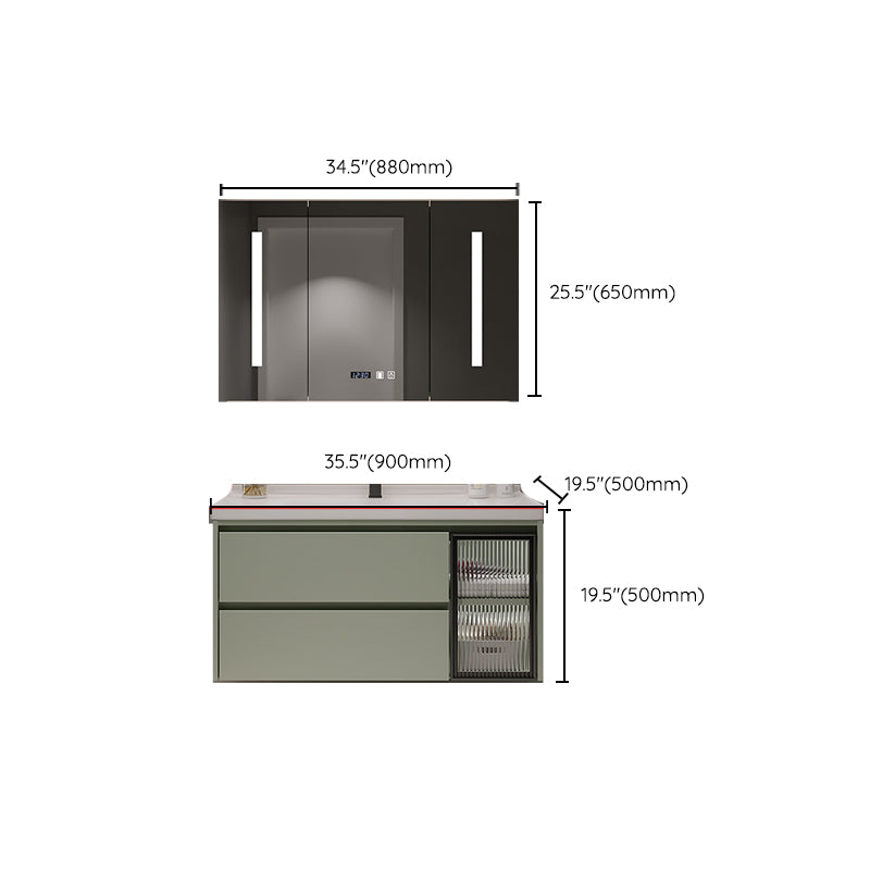 Contemporary Vanity Sink Wall-Mounted Bathroom Vanity Cabinet with Drawers Clearhalo 'Bathroom Remodel & Bathroom Fixtures' 'Bathroom Vanities' 'bathroom_vanities' 'Home Improvement' 'home_improvement' 'home_improvement_bathroom_vanities' 6836521