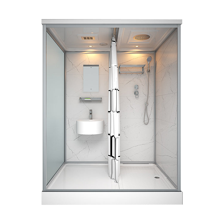 Modern Rectangular Sliding Shower Enclosure Framed Shower Enclosure with Tempered Glass 55"L x 43"W x 85"H Toilet Not Included Front Opening Clearhalo 'Bathroom Remodel & Bathroom Fixtures' 'Home Improvement' 'home_improvement' 'home_improvement_shower_stalls_enclosures' 'Shower Stalls & Enclosures' 'shower_stalls_enclosures' 'Showers & Bathtubs' 6836532
