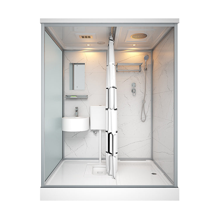 Modern Rectangular Sliding Shower Enclosure Framed Shower Enclosure with Tempered Glass 55"L x 43"W x 85"H Latrine Pit Included Front Opening Clearhalo 'Bathroom Remodel & Bathroom Fixtures' 'Home Improvement' 'home_improvement' 'home_improvement_shower_stalls_enclosures' 'Shower Stalls & Enclosures' 'shower_stalls_enclosures' 'Showers & Bathtubs' 6836539